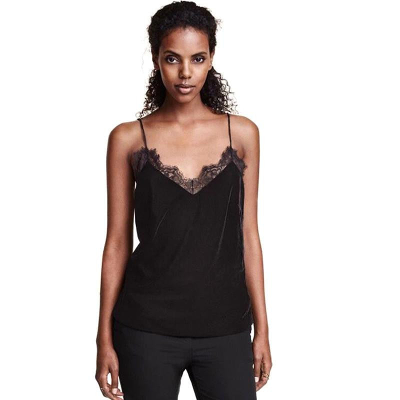 Online discount shop Australia - European New  Women Sexy Sleeveless Tanks velvet Lace Patchwork Black Vest Fashion Casual Women's Cotton Tank Tops