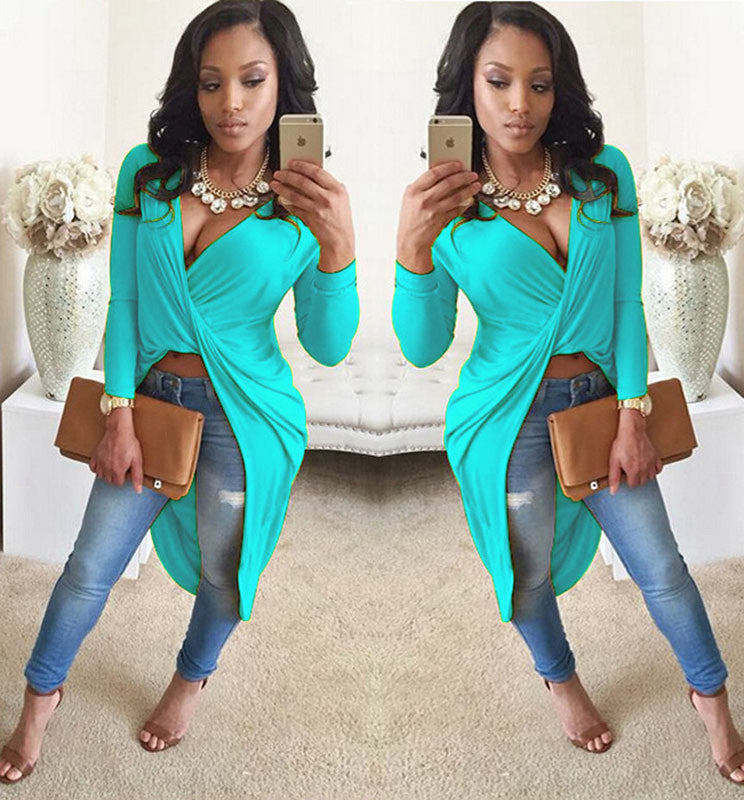 Backless Slit Long Sleeve Maxi Dress -  - 5