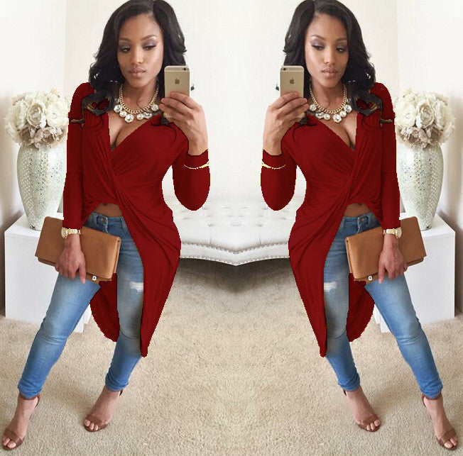 Backless Slit Long Sleeve Maxi Dress -  - 11