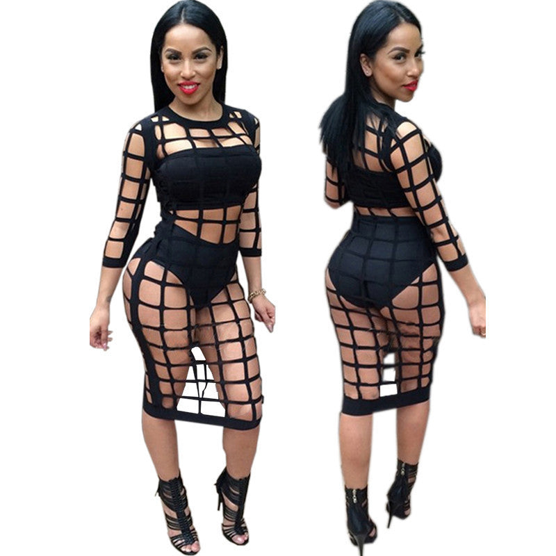 3 Piece Set Bandage Party Dress Kim Kardashian Style -  - 1