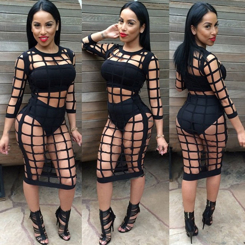 3 Piece Set Bandage Party Dress Kim Kardashian Style -  - 2