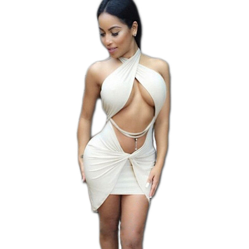 Backless Halter Assymmetical Dress Kylie Jenner Kim Kardashian Style -  - 2