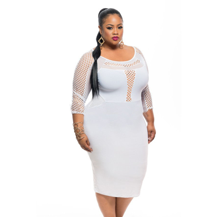 Patchwork Lace Mesh  Bandage Dress Tight Sexy Club Party Dress - CELEBRITYSTYLEFASHION.COM.AU - 3