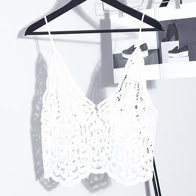 Online discount shop Australia - Korean the solid color lace Camis vest Women