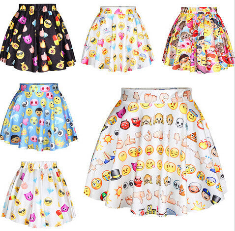 funny 3D skirt mini skirt white/black/blue color cartoon skirt