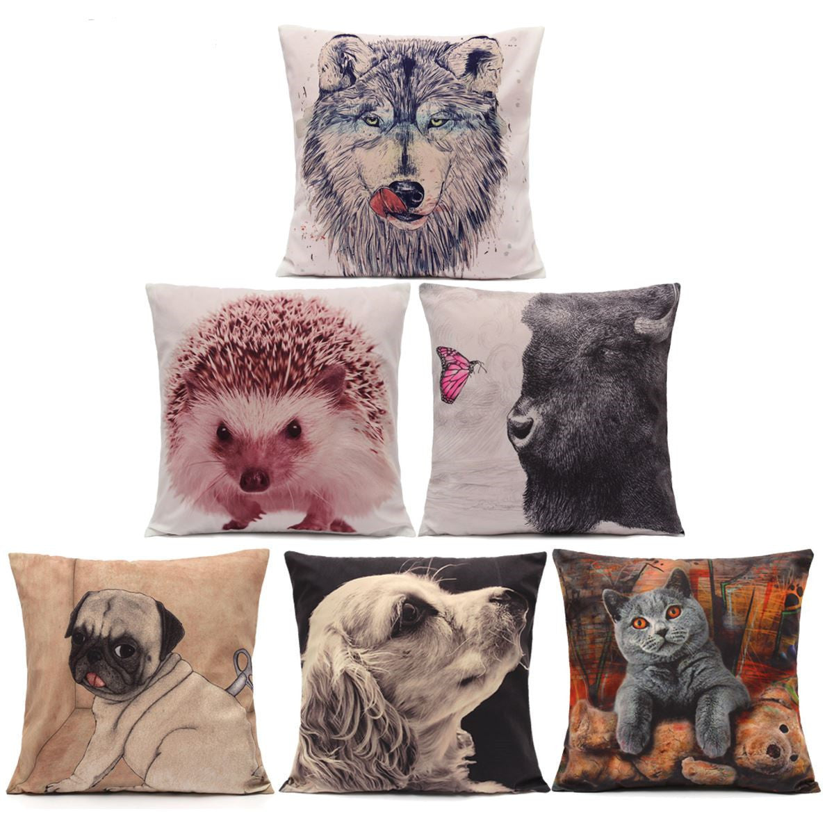 Online discount shop Australia - 6 style 3D Vintage Art Design Animal Dog Cat Wool Fabric Pillow Cushion Sofa Waist Throw Cushion case Retro Nostalgia Home Decor