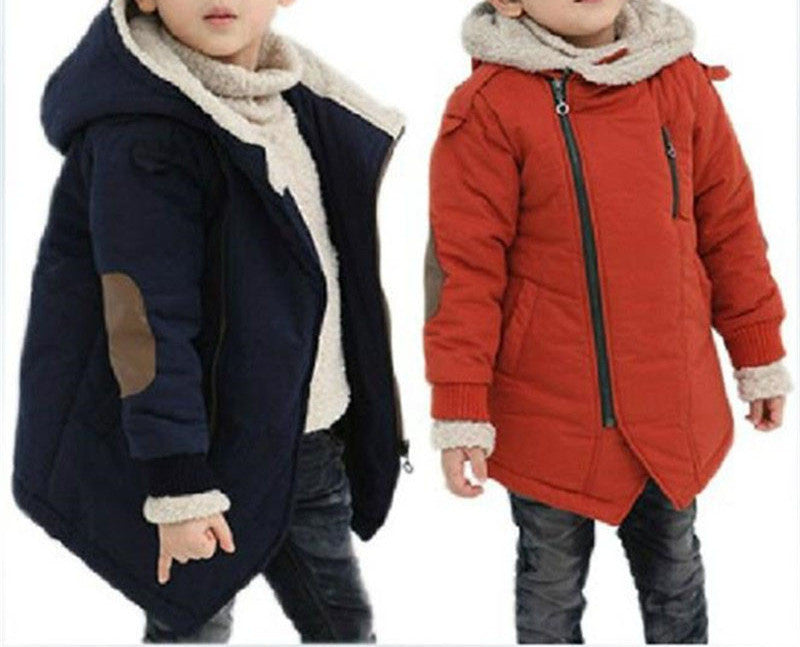 Brand Kid's Fashion & Casual Jackets Boy's Cashmere Long Sleeve Hooded Coats Kids Warm Clothing
