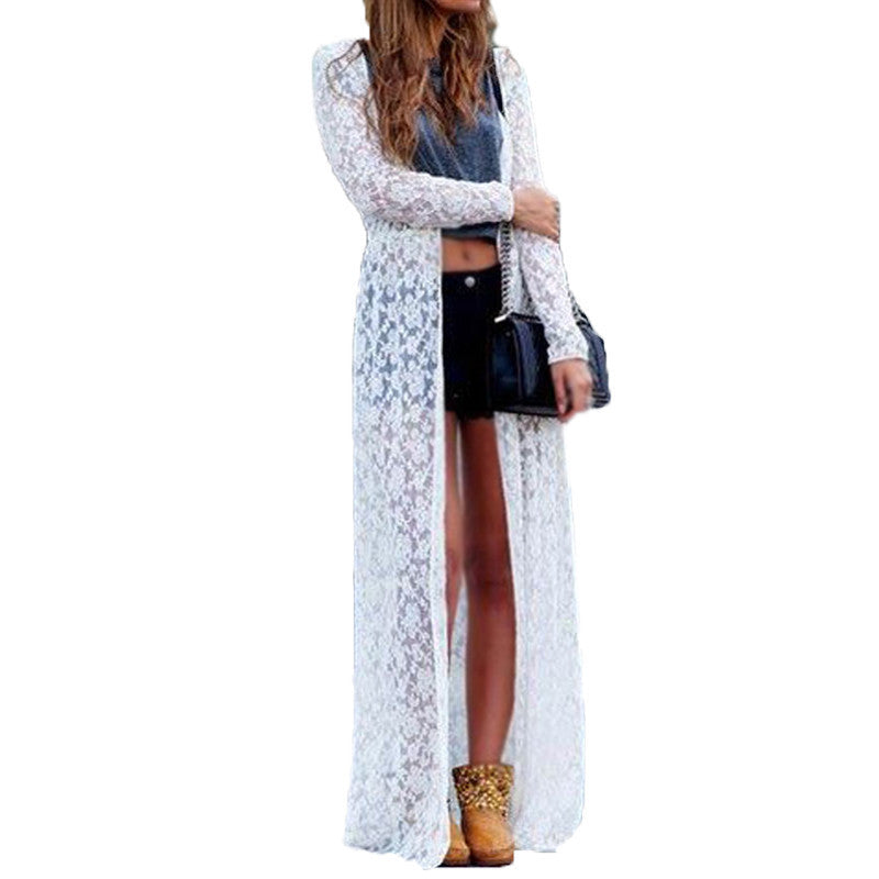 Online discount shop Australia - New  Fashion Women Lace Crochet Long Sleeve Beach Open Kimono Cardigan Long Blouses Tops Plus Size