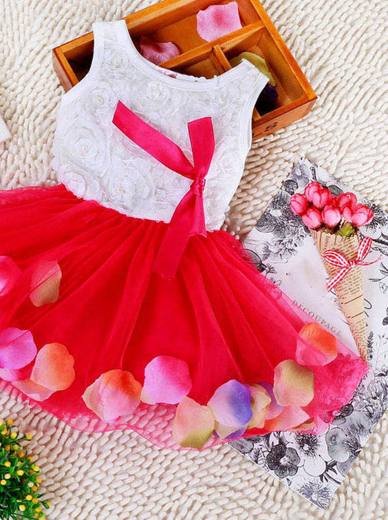 Colorful Mini Tutu Dress Petal Hem Dress Floral Clothes Princess Baby Dress For Baby Dresses Girl