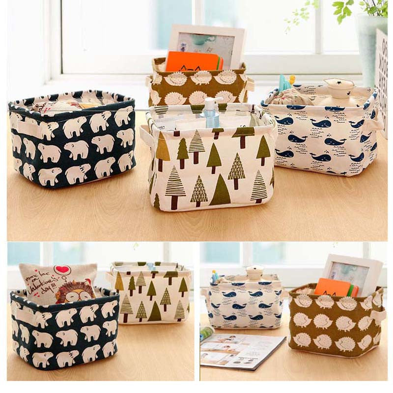 Online discount shop Australia - Cotton Linen Home Storage Box Clothes Organizer Folding Office Desk Organizer 5 Colors Makeup Organizer for Cosmetics