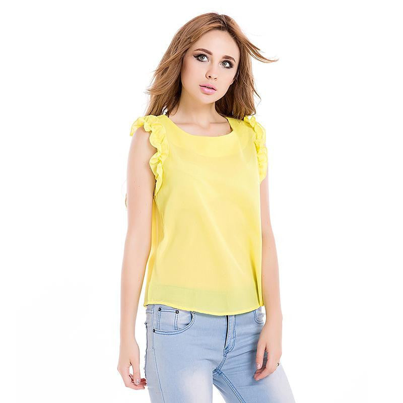 Women's Lotus Leaf Pullover Lace Bow Chiffon Shirt Tops Women's Blouse