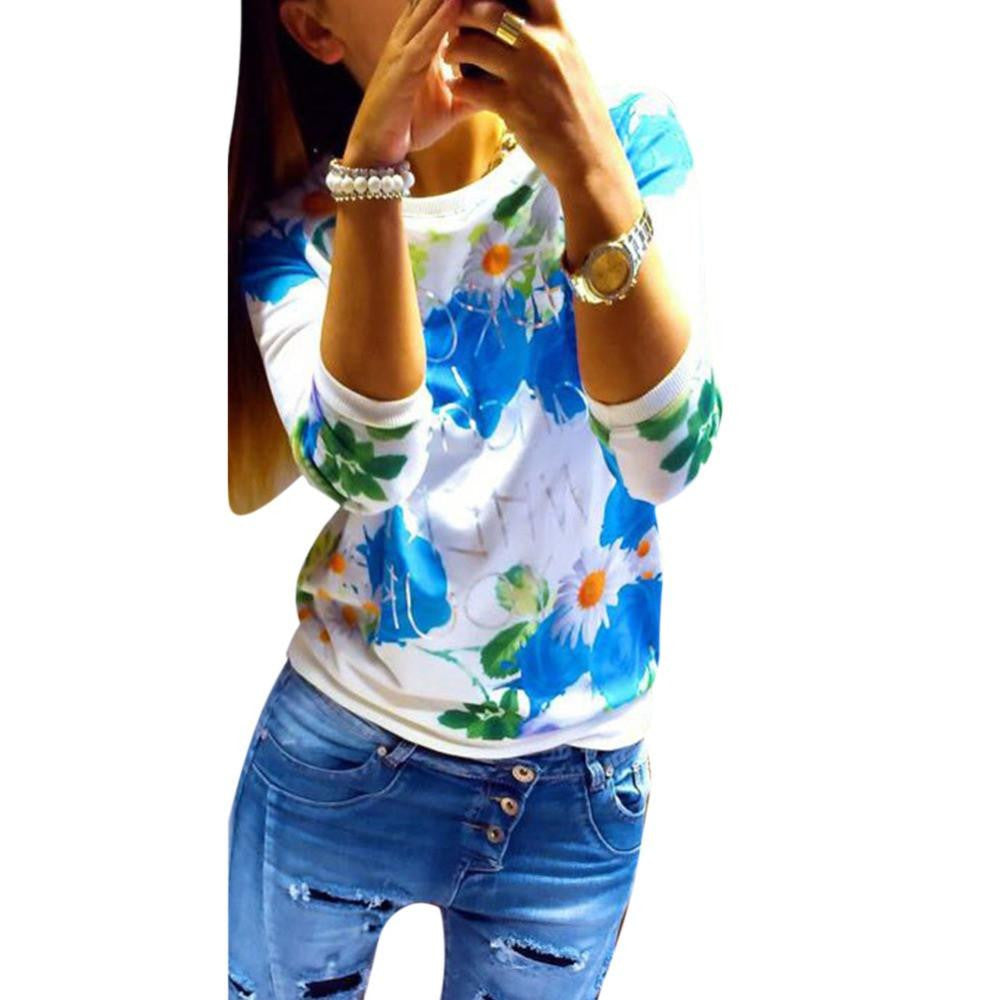 Women Long Sleeve Printed Casual Hoodies Sweatshirt Girls Tops