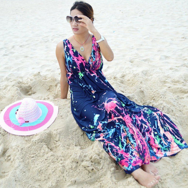 Online discount shop Australia - M-5XL summer style sexy women boho long dress beach maxi dress plus size floral print dress for women vestidos longo