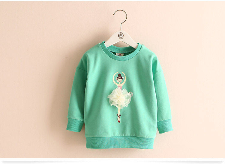 Ballet Girl Pattern Girls Sweatshirts New Spring/Autumn 6 Candy Colors Casual Long Sleeve Cotton Kids Clothes Children Tops - CelebritystyleFashion.com.au online clothing shop australia