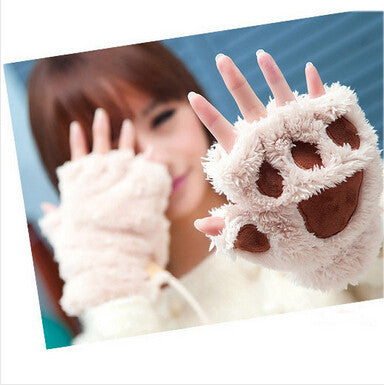 Winter Women Gloves Fluffy Bear Paw Claw Fingerless Cute Toweling Gloves Mittens Christmas Birthday Gift ST001 - CelebritystyleFashion.com.au online clothing shop australia