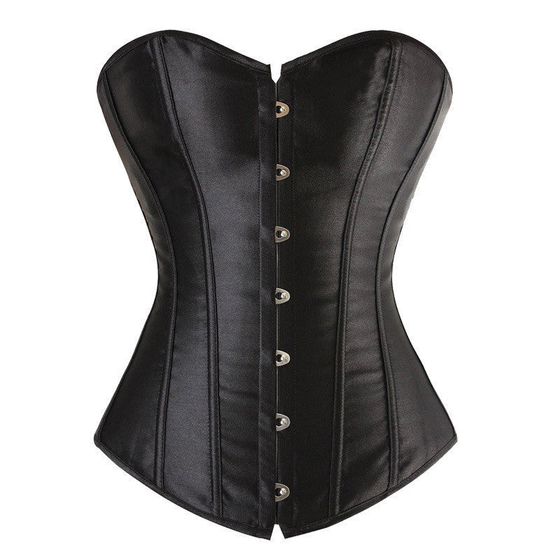 Lovely Pure Women Satin Bustier Lace up Boned Top Corset Overbust