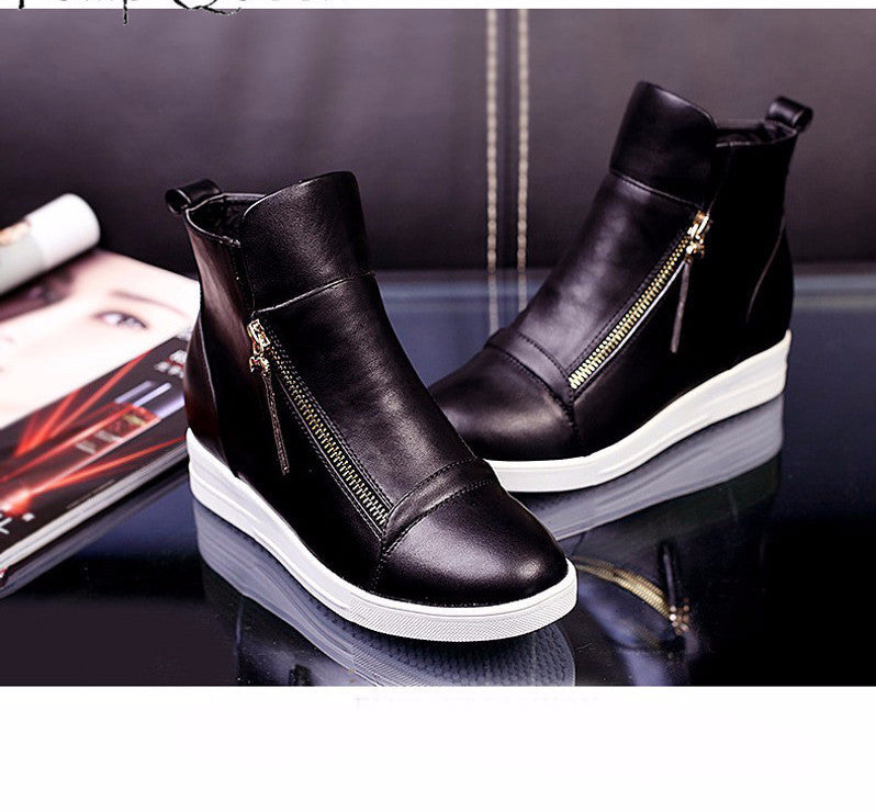 Online discount shop Australia - Fashion Wedges Ankle Boot Causal Shoes For Woman Fall Women Shoes Leather Black Silver Red Botas Mujer Large Size 42