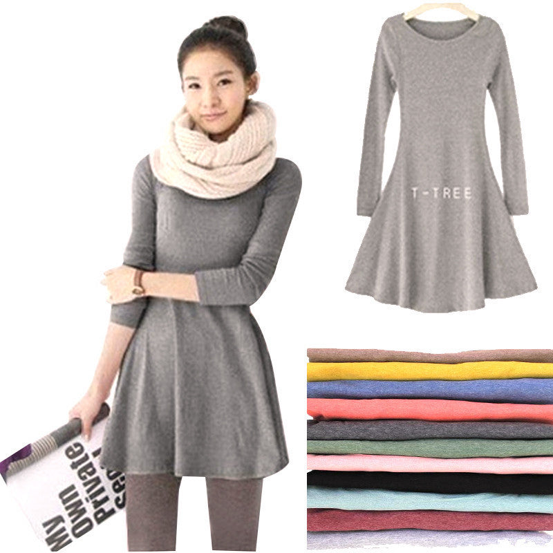 Online discount shop Australia - New Autumn Winter Fashion Clothes Spring Women Dress 100% Cotton Dress Female Long Sleeve Dress O-Neck Woolen Dresses