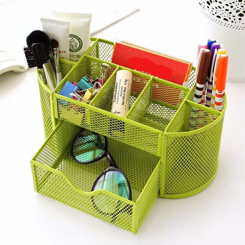 Metal Desktop Storage Box Organiser Drawer Pen Card Office Stationery Holder Home House bathroom Desk Organizer 63791