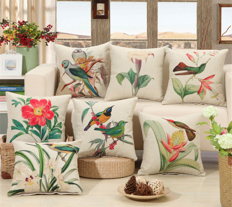 Birds Print Cushions No inner Design Flower Polyester Home Decor Sofa Car Seat Decorative Throw Pillow