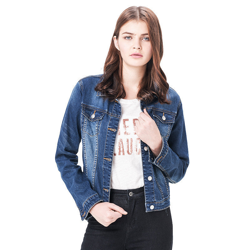 Online discount shop Australia - Fashion S 6XL Plus Size Women  Solid Blue Cotton Denim Jacket Light Washed woman Collar Long Sleeve jeans Coats