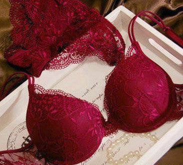 push up bra transparent lace bra & panties sets thin cup deep-V women sexy underwear bra set