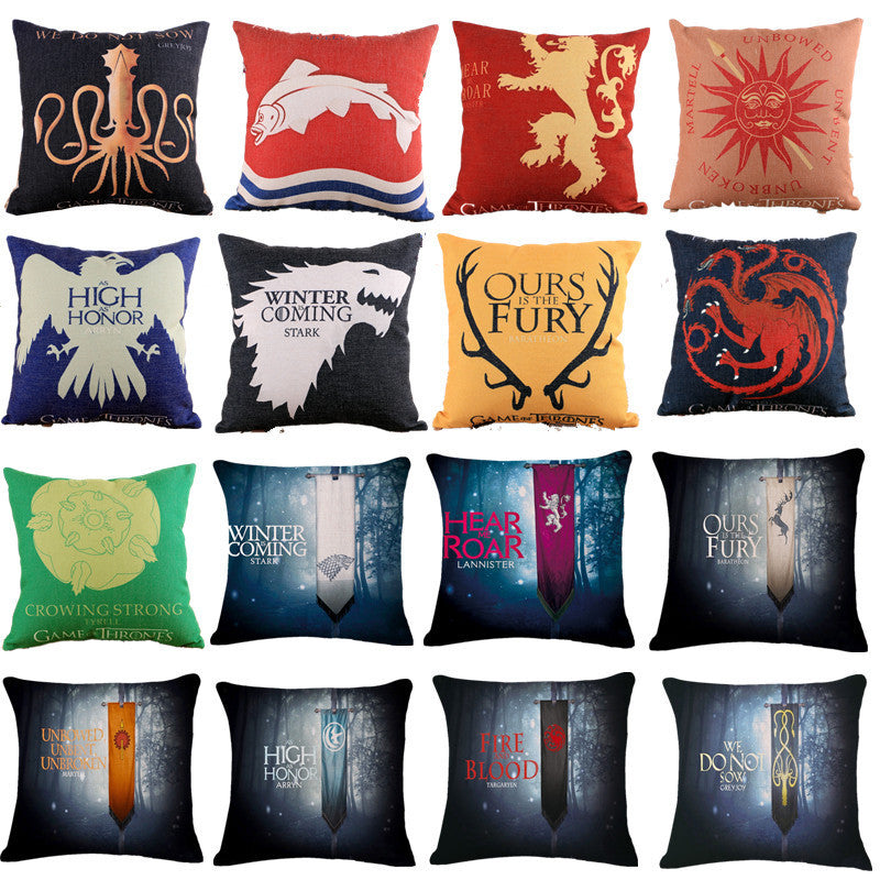 Pillowcase Cushion Game of Thrones Style Home Decorative Cotton Linen Cushion Cover Flag Chair Seat Sofa Throw Pillows