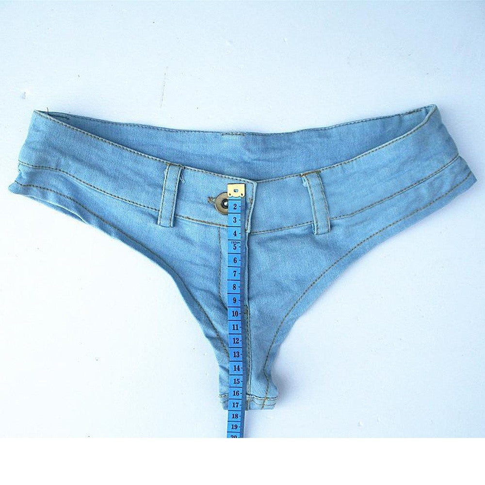 Women/Lady Booty Denim Jeans Shorts Vintage Micro Mini Blue v 047-4913