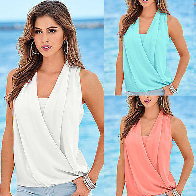Online discount shop Australia - Fashion Women Vest Top Sleeveless Blouse Casual Tops Blouse