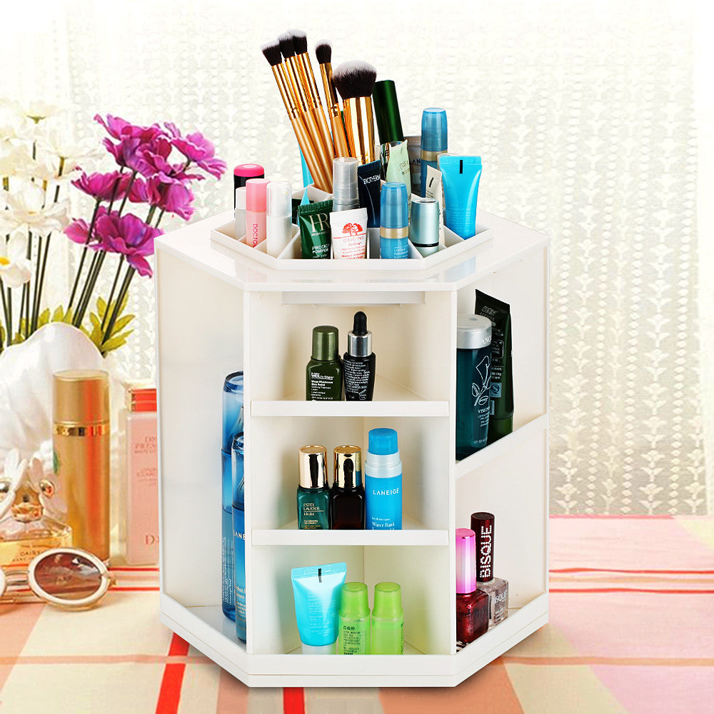 Online discount shop Australia - 360 Degree Rotating Storage Box Case Plastic Cosmetic Jewelry Organizer Folding Makeup Storage Stand Holder