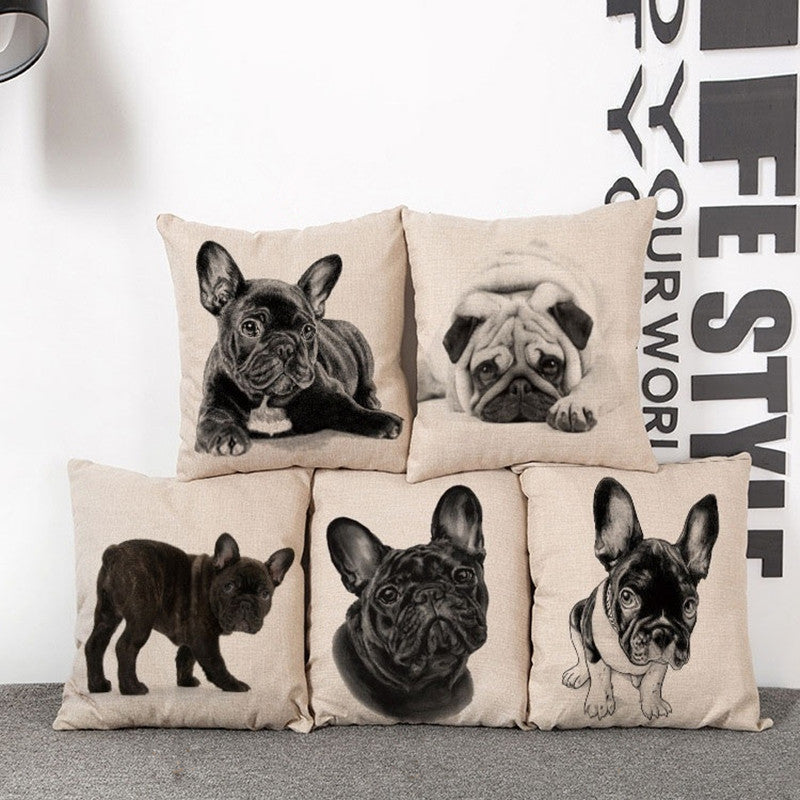 Online discount shop Australia - Cushion Cover Lovely Cute Pug Dog Pillowcases Cotton Linen Printed 18x18 inches Euro Pillow Covers Decorative Pillows