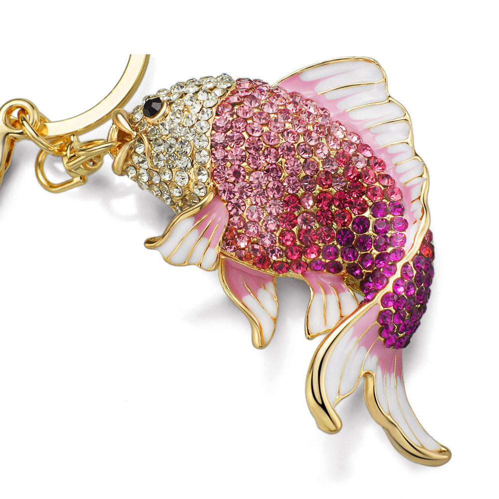 Exquisite Enamel Crystal Fish Key Chains Holder Goldfish Purse Bag Buckle HandBag Pendant For Car Keyrings KeyChains K239 - CelebritystyleFashion.com.au online clothing shop australia