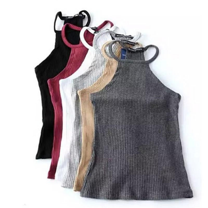 Shoulder Knitted Bustier Crop Top Women Round Neck Elastic Tube Tank Tops Knit Beach Camis Crop Tops 6 Colors