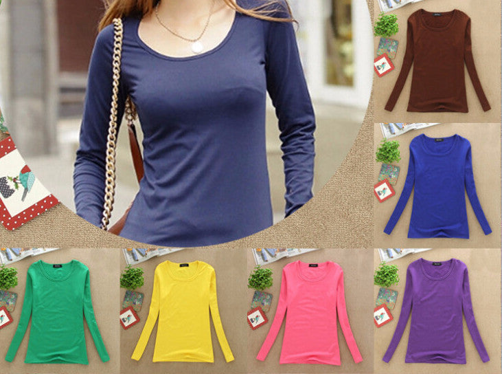 Women Fashion Clothing Tops Ladies Blouses Casual Long Sleeve Bottoming Shirts W00271