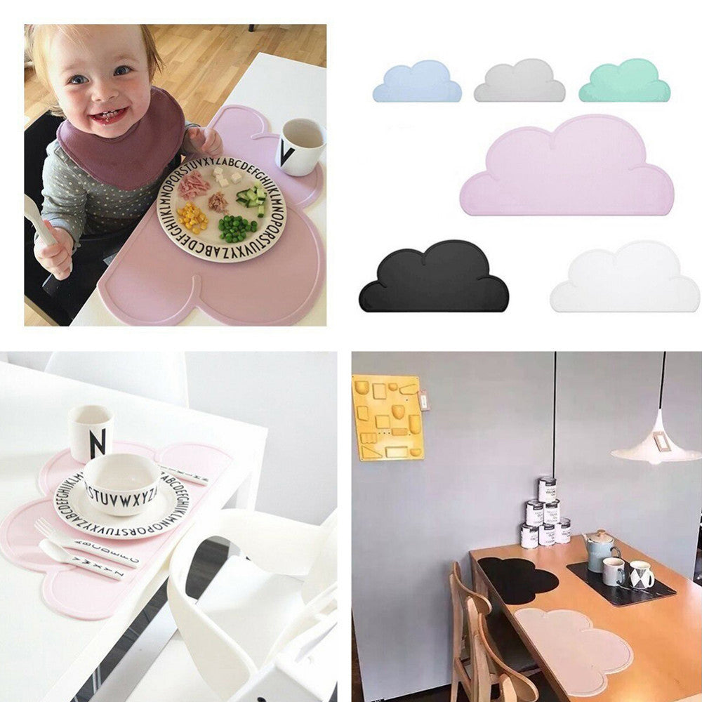 Online discount shop Australia - Kuke 47x27cm FDA Silicone Placemat Bar Mat Baby Kids Cloud Shaped Plate Mat Table Mat Set Home Kitchen Pads,BPA Free