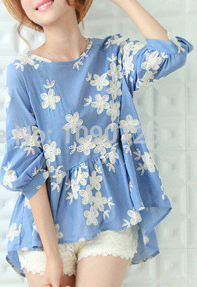 Online discount shop Australia - Casual Embroidered Kimono Doll style Blouse shirt Women coat Female Tops