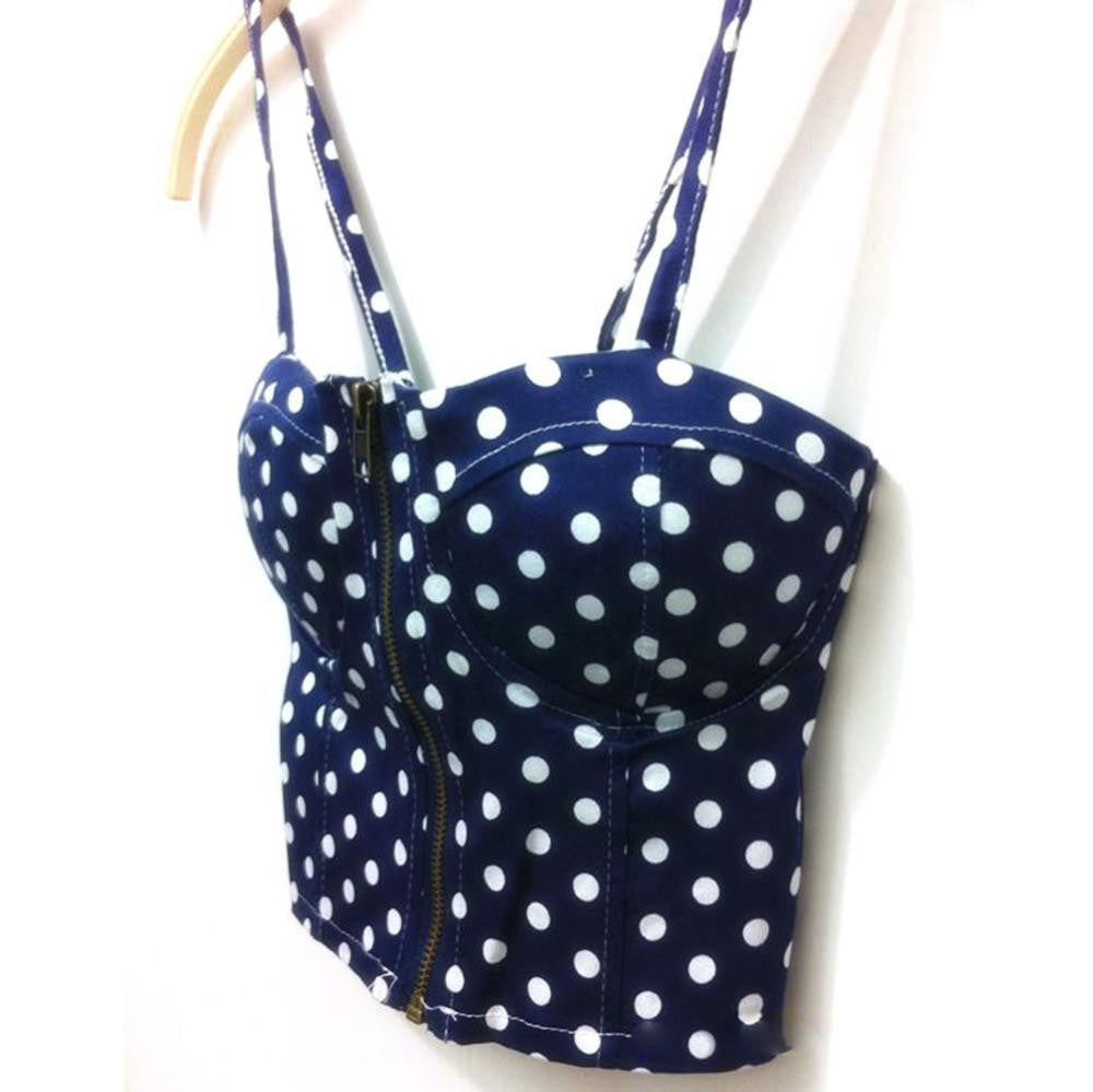 Women Crop Top Zipper Floral Vintage Bustier Cropped Tops Zipper Bra Party Cami Bikini Tank