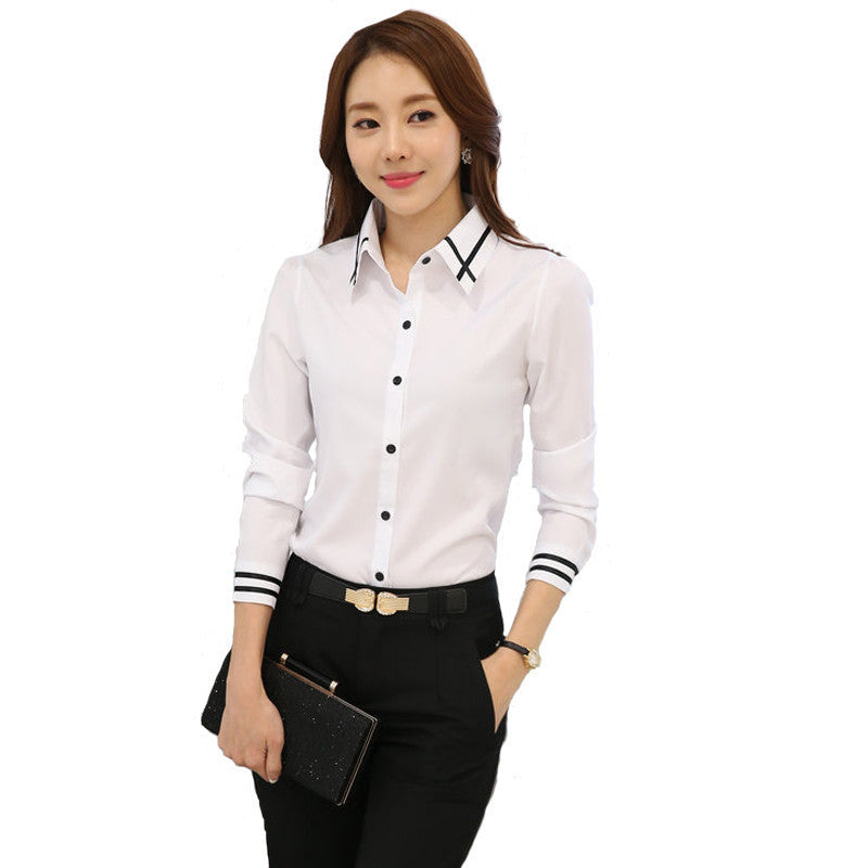 Online discount shop Australia - Elegant Slim Thin White Chiffon Women Blouses Striped Long Sleeve Casual Women Shirt 5XL Plus Size Office Women Clothing Blousa