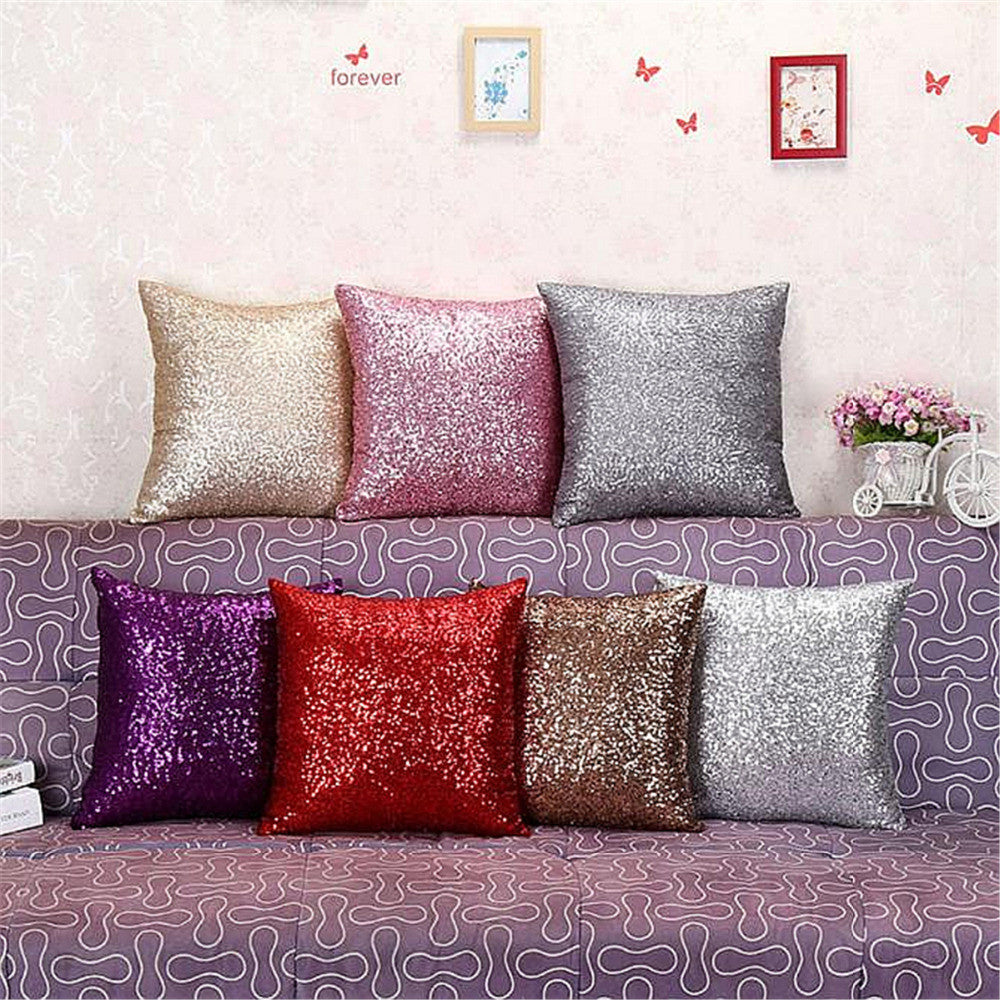 Online discount shop Australia - Glitter Sequins Solid Color Throw Pillow Case Cafe Home Decor Cushion Covers