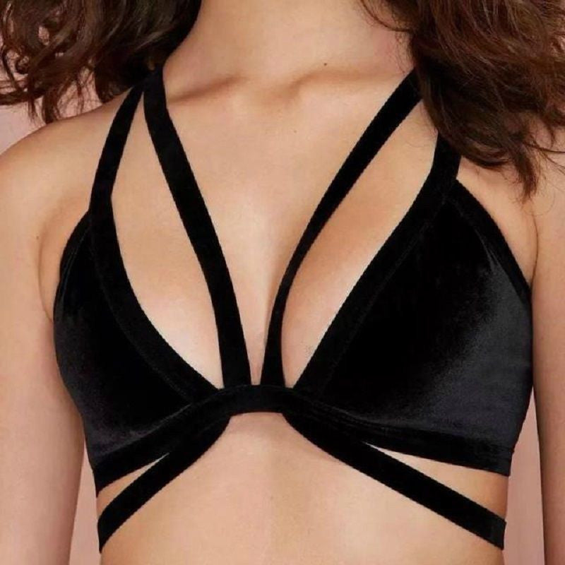 Women Strappy Bra Bralette Caged Back Cut Out Bikini Halter Tank Tops Undershirt Bralet Bustier Crop Top Z2