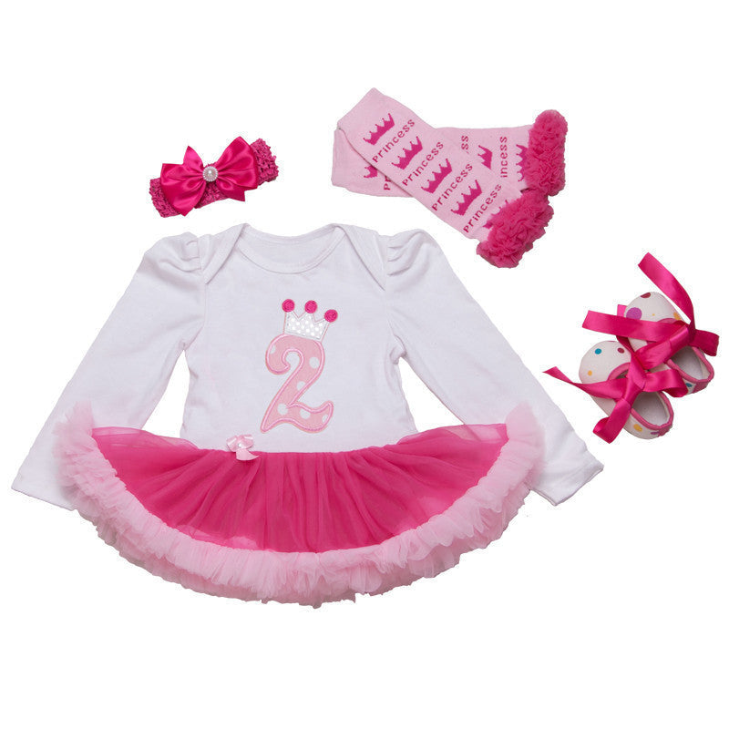 Infant Newborn Christmas Cute Kids Baby Girl Clothes 4Pcs Pink Minion Long-Sleeve Tutu Dress 1st Birthday Gifts Outfits New - CelebritystyleFashion.com.au online clothing shop australia