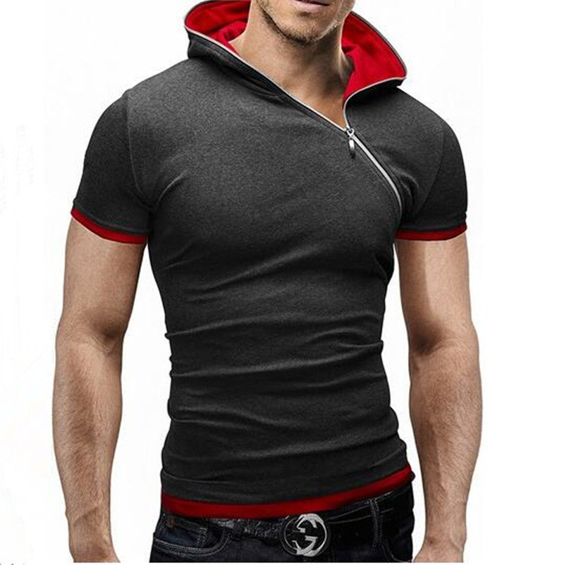 New Men's Tops Tees Summer Cotton O Neck Short Sleeve T Shirt Men Fashion Solid Hooded Slim T Shirts Mens - CelebritystyleFashion.com.au online clothing shop australia
