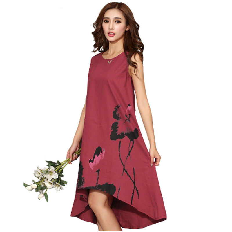 Online discount shop Australia - Casual Vintage Long Summer Dress Vestido 6XL Plus Size Party Linen Sundress Maxi Women Dress Robe Longue Femme Clothes