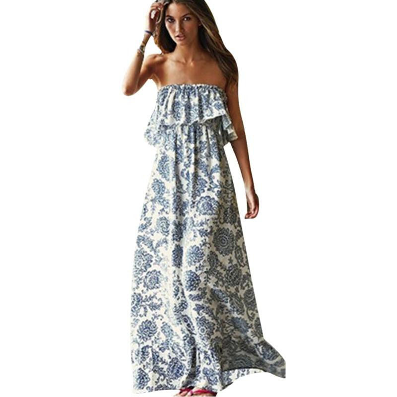 Off Shoulder Long Maxi XL Dress Women BOHO Evening Beach Sundress