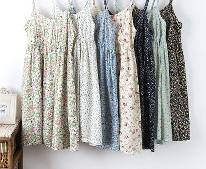 Online discount shop Australia - Beach Women Sexy Spaghetti Strap Mori Girl Casual Dress Women Floral Printing Dresses