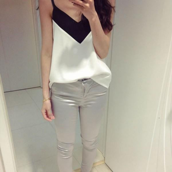Online discount shop Australia - Fashion Women's V-Neck T-Shirt Tank Vest Tops Spaghetti Strap Girls