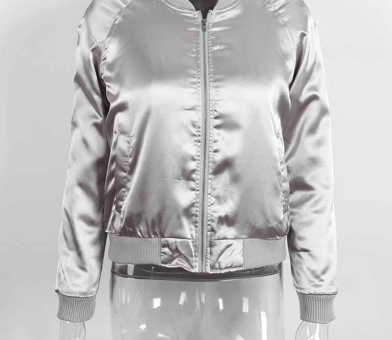 Satin Cotton Bomber Pilot Jacket Coat - CELEBRITYSTYLEFASHION.COM.AU - 9
