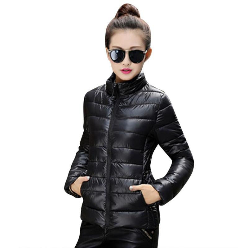Online discount shop Australia - 8 Colors Women Warm Ultra Light Cotton Blend Long Sleeve Zipper Jacket Outwear Coat LH12
