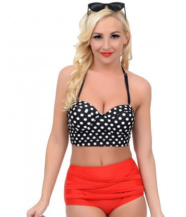 Bikini High Waist Vintage Retro Pin up Rockabilly Polka Dot Biquinis High Waisted Swimsuit Women Bathing Suit - CelebritystyleFashion.com.au online clothing shop australia
