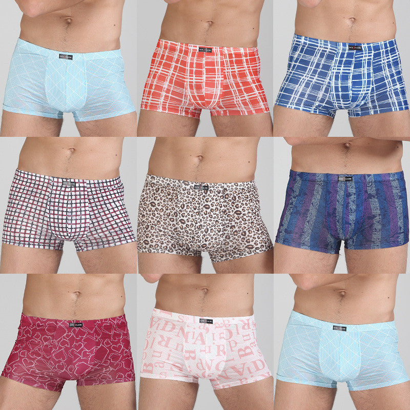 Online discount shop Australia - Breathable Men Underwear Boxers Shorts U Convex Male Pants Sexy Ice Silk Printing Man Underpants